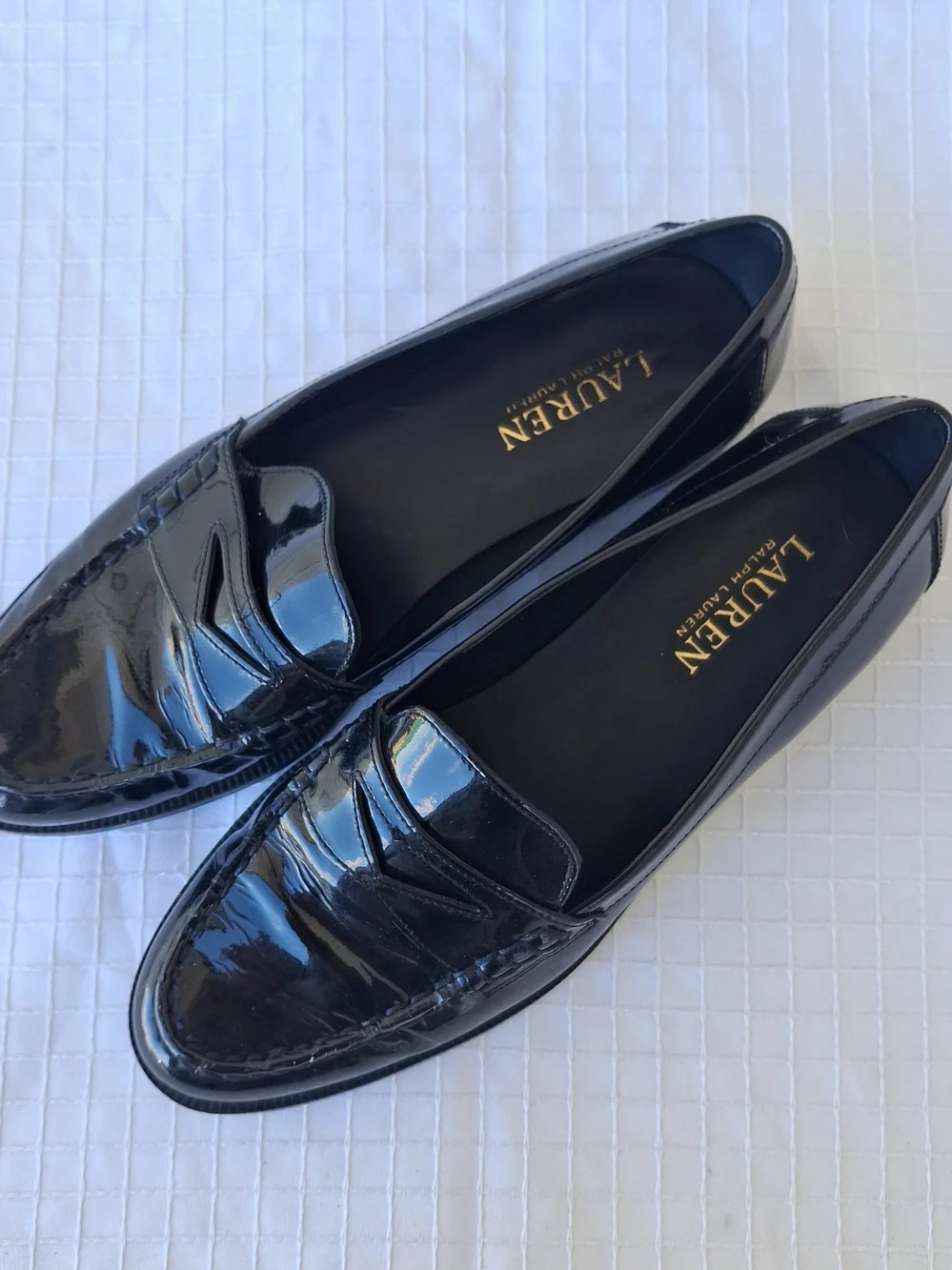 Ralph Lauren Women's Black Patent Leather Penny Loafers Sz 8 B